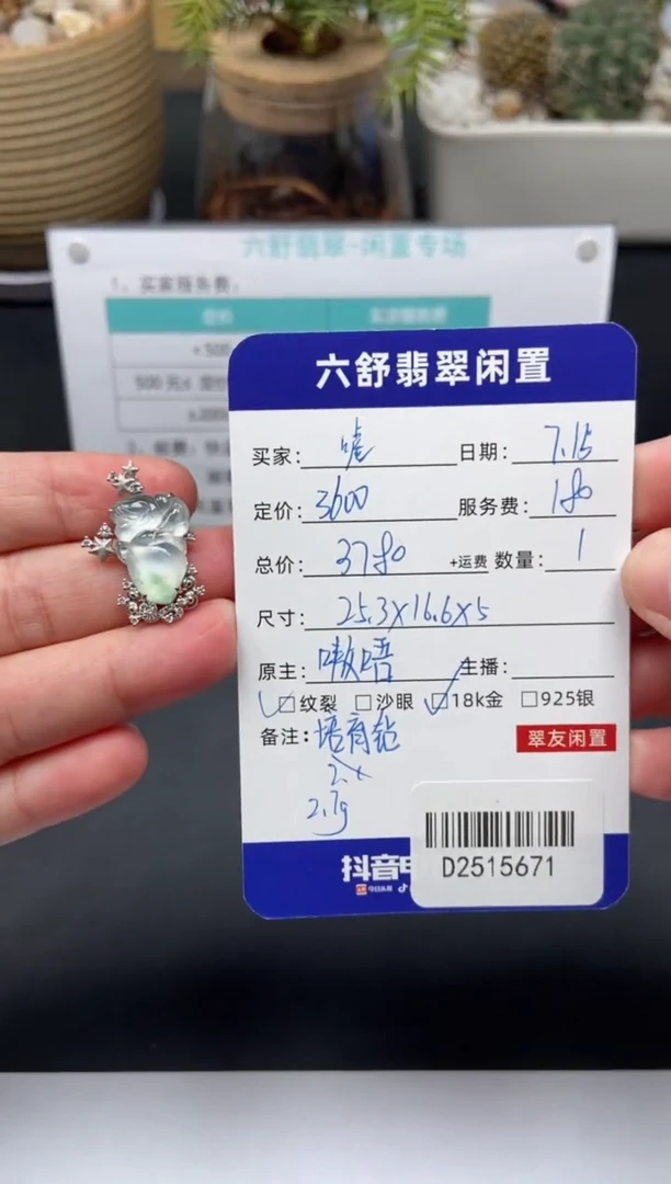 翡翠18K金镶嵌颈饰嘘*D2515671