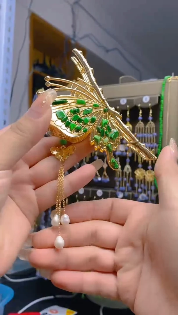 翡翠合金耳饰208翡翠发簪
