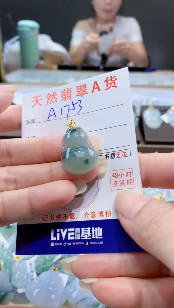 颈饰18K金镶嵌翡翠天然翡翠A货挂件