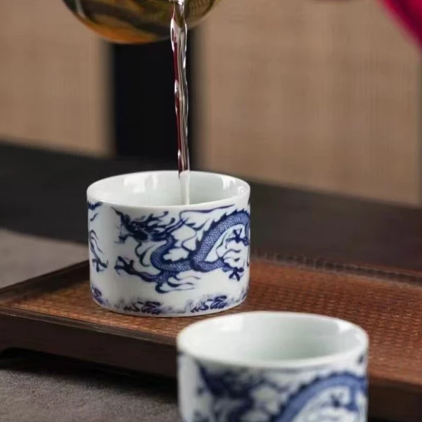 茶具茶杯复古家用中式主人杯缠枝纯手工g2185