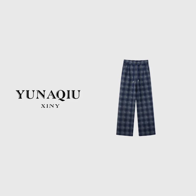 YUNAQIU-格子裤女新款宽松百搭阔腿休闲显瘦长裤-8934