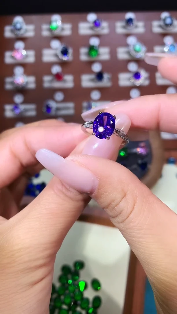 银S925镶嵌戒指碧玺810白