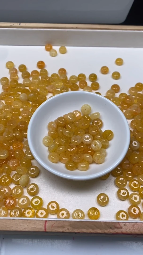 未镶嵌散珠碧玺E587 黄碧玺6*10mm10个6.8元