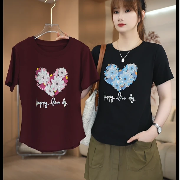 SHUOBAI/说白【无感印花】2011# 减龄遮肉修身显瘦时尚领短袖T恤