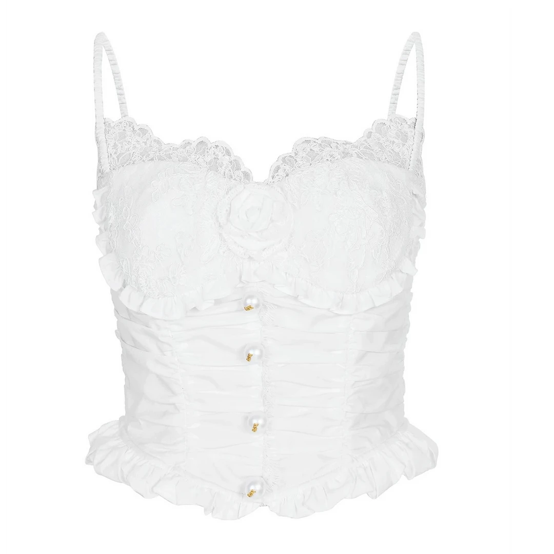 2025夏季新款时尚宫廷风花朵装饰吊带LF25X01SV033