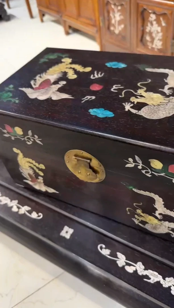 【闪购商品】木木艺40邵氏紫檀龙凤呈祥翻盖箱350.888