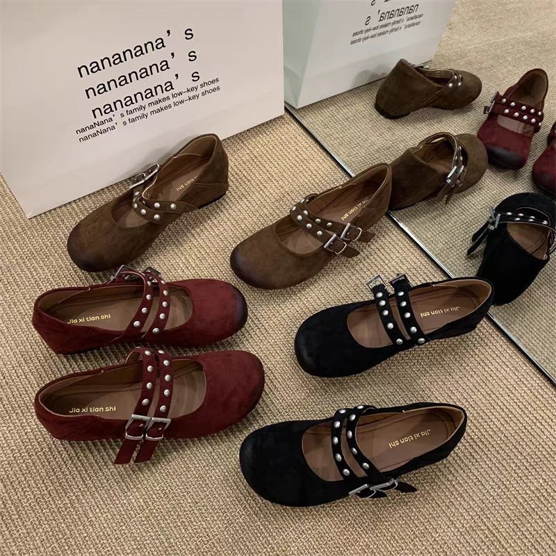 增高3cm法式百搭气质复古浅口单鞋女夏季新款平底奶奶鞋玛丽珍鞋