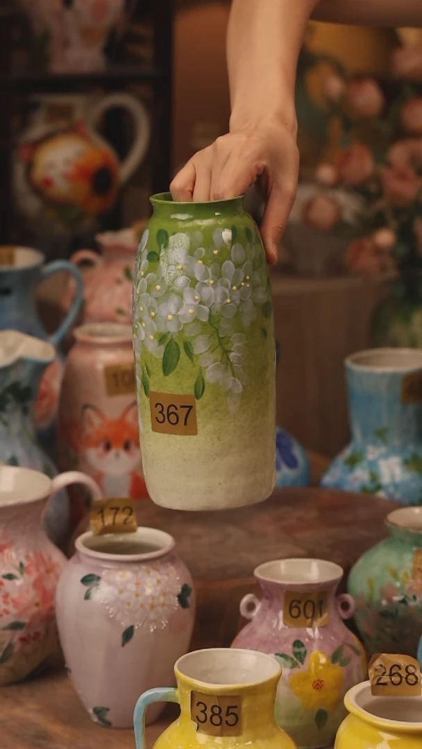 陶瓷367景德镇设计师手作花器摆件侘寂风