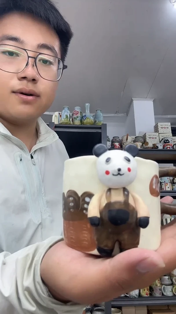 陶瓷旺仔附体版熊猫杯子