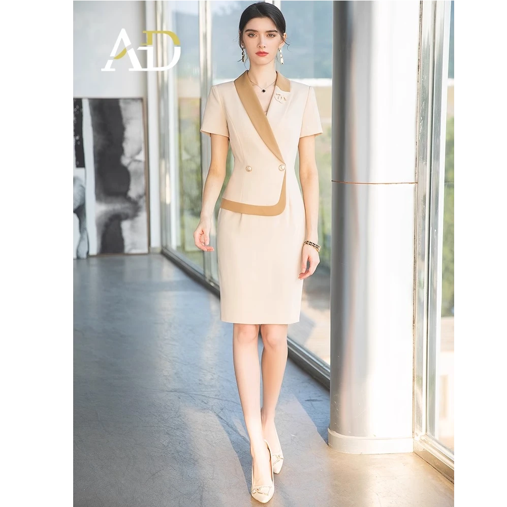 AD假两件西装连衣裙女高级设计感修身职业西服裙子夏季工作服气质