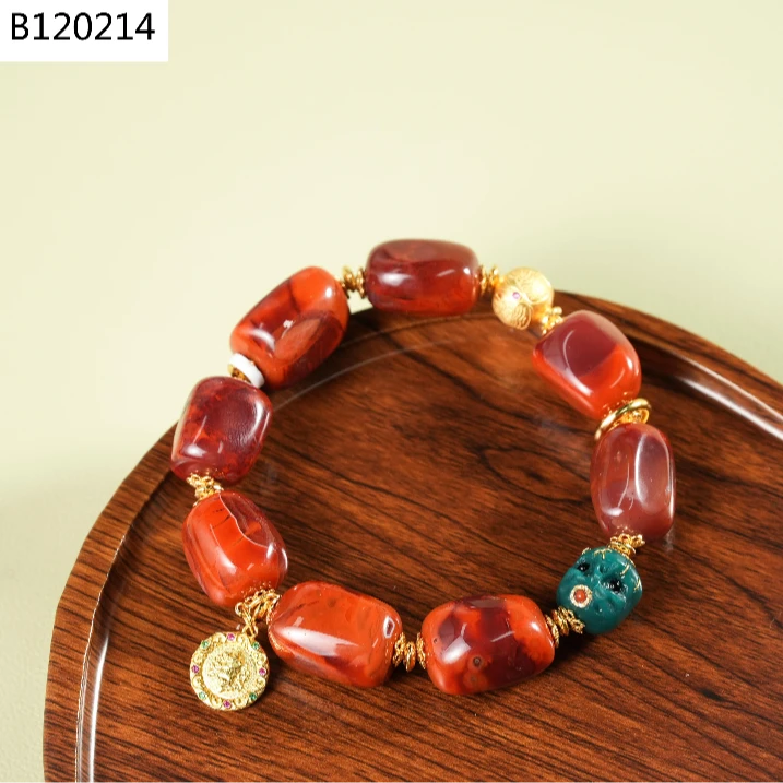 【老掌柜讲珠宝】南红火焰纹随型手串 B120214