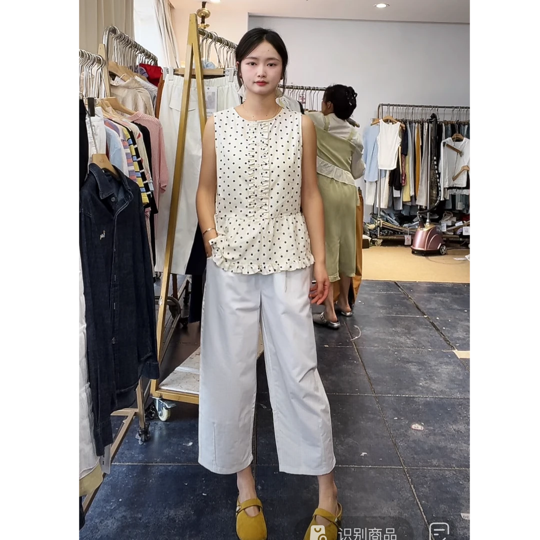 【25079】时尚百搭休闲高腰宽松九分裤休闲花苞裤