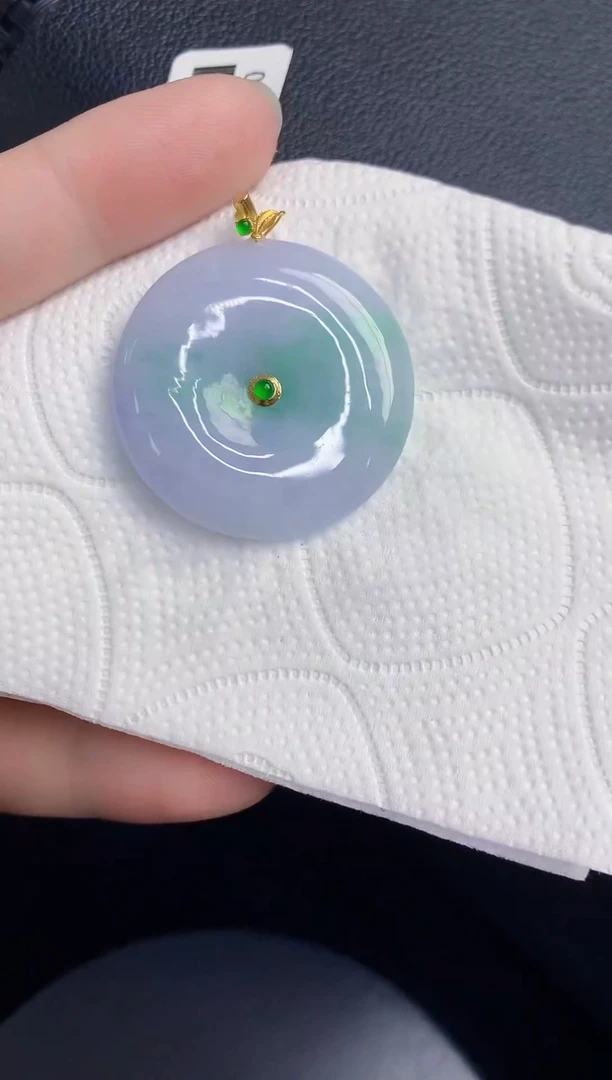 颈饰18K金镶嵌翡翠天然翡翠缅甸A货