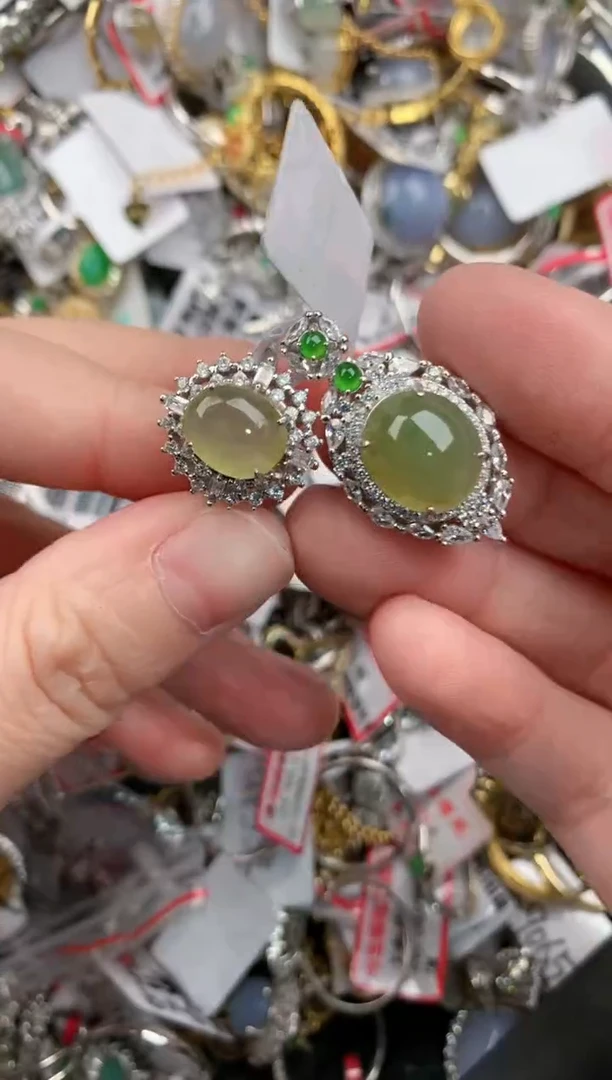 银S925镶嵌戒指翡翠999            1