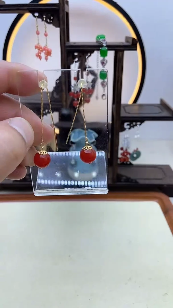 【闪购商品】南红玛瑙耳饰14K金镶嵌09号