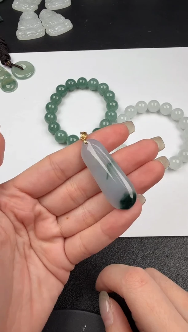 吊坠(不含链)18K金镶嵌翡翠翡翠饰品-99