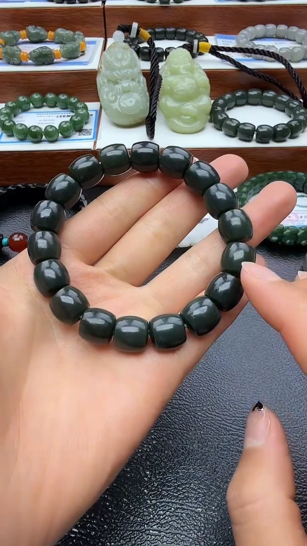 未镶嵌手链和田玉且末蓝卡12直切手串