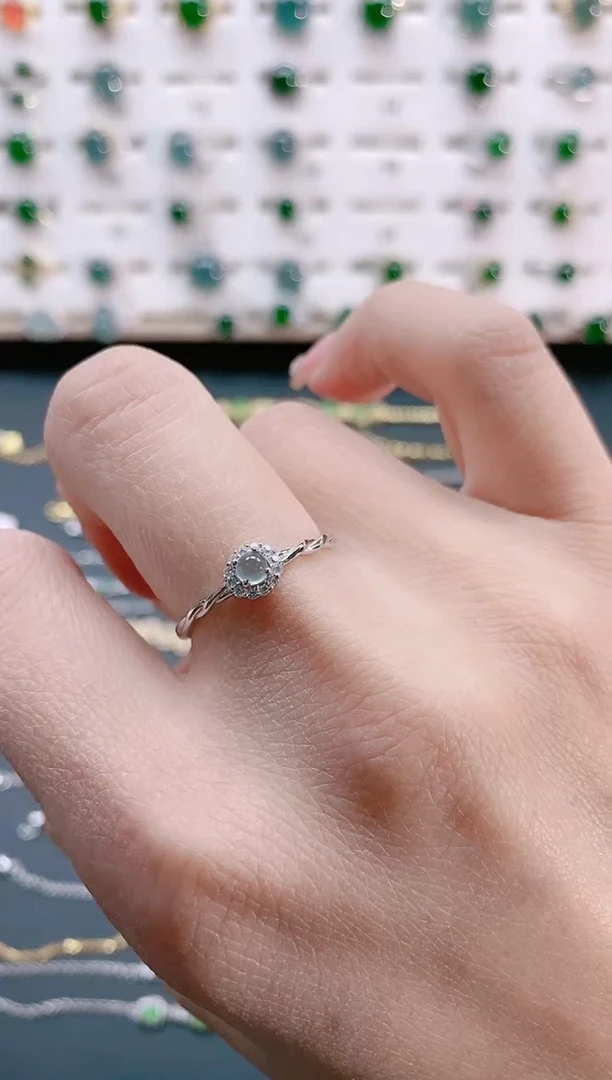 【闪购商品】翡翠戒指银S925镶嵌天然翡翠