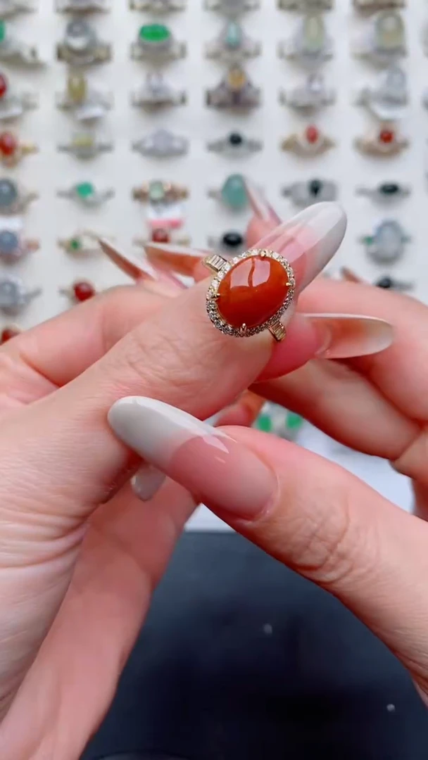 银S925镶嵌戒指翡翠...