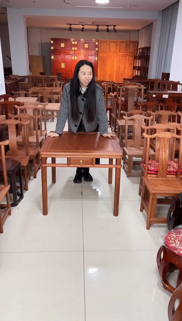 花梨木类端景台打蜡带抽小巴花小方桌68