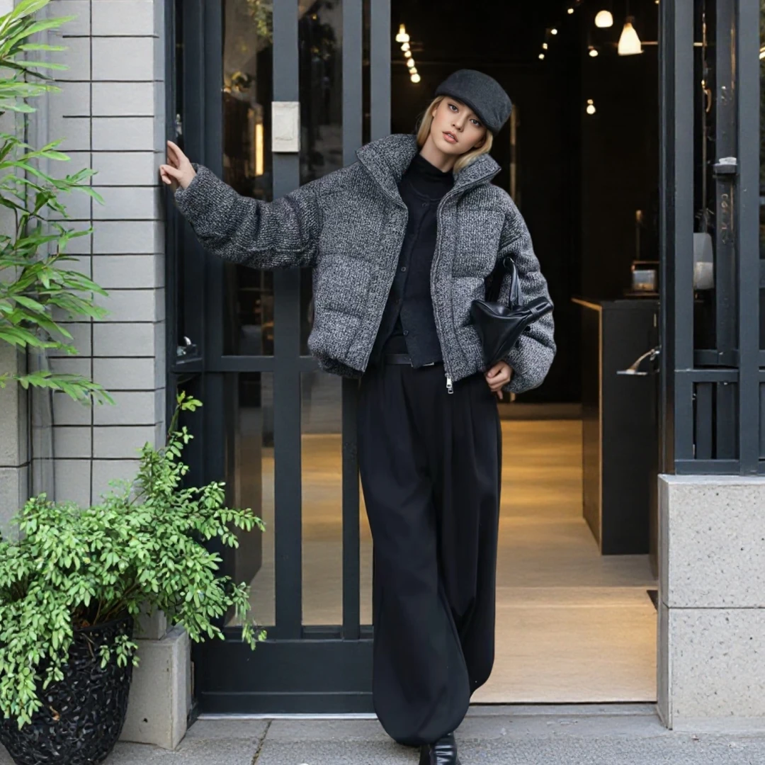 【可溯源90安心绒】专柜同款江南家羊毛羽绒服绵羊毛白鸭绒立领8606