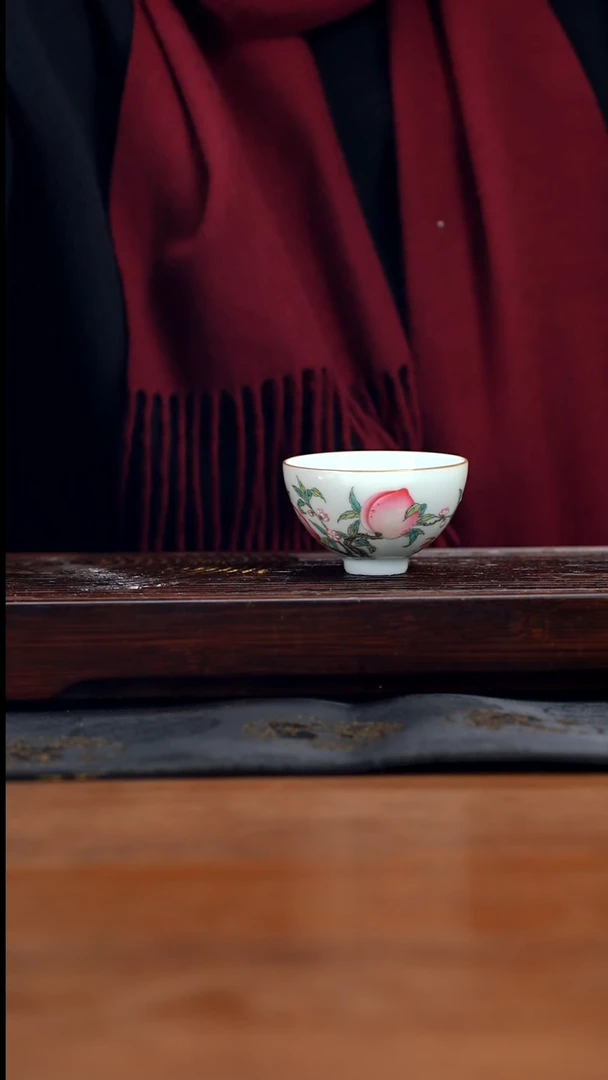 【闪购商品】紫砂茶壶70cc景德镇粉彩瓷器仿古泥寿桃杯44