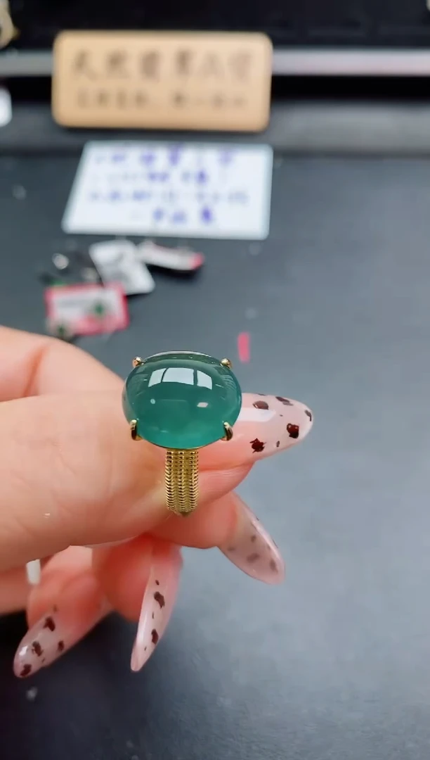 银S925镶嵌戒指翡翠1