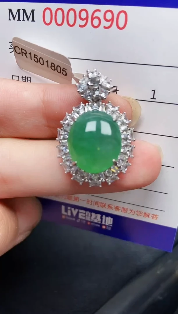 翡翠银S925镶嵌颈饰9690