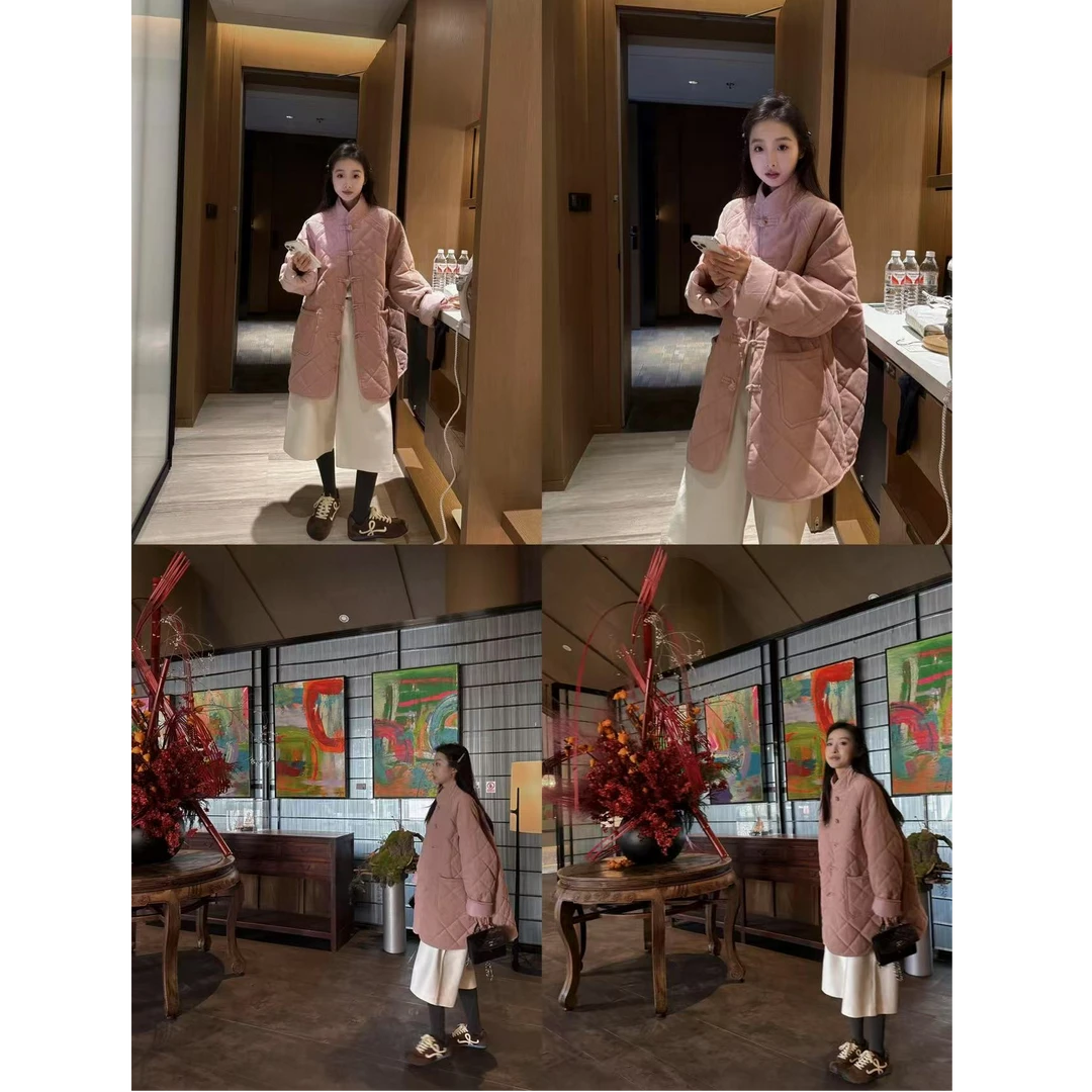 十三行白白家-“慵懒桃粉”早春新款夹棉中式外套#6807