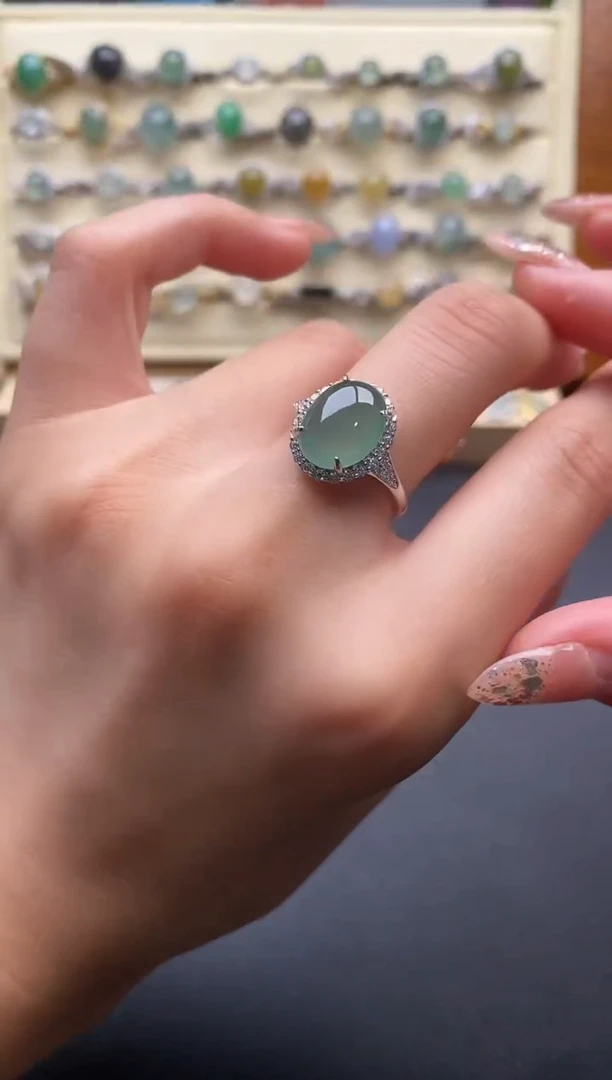 银S925镶嵌戒指翡翠6666666+2