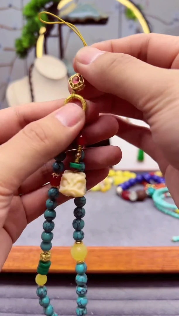 【闪购商品】针钠钙石（海纹石）颈饰14K金镶嵌Q03`````