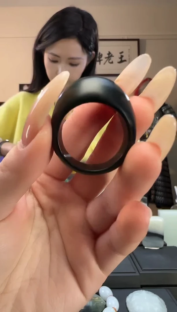 颈饰未镶嵌和田玉青玉戒圈20-22