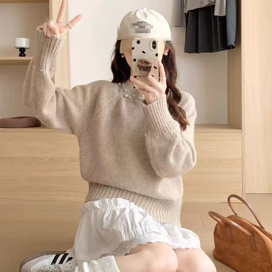 H2573【奢美人】高感钉珠.软糯亲肤百搭冬款打底毛衫