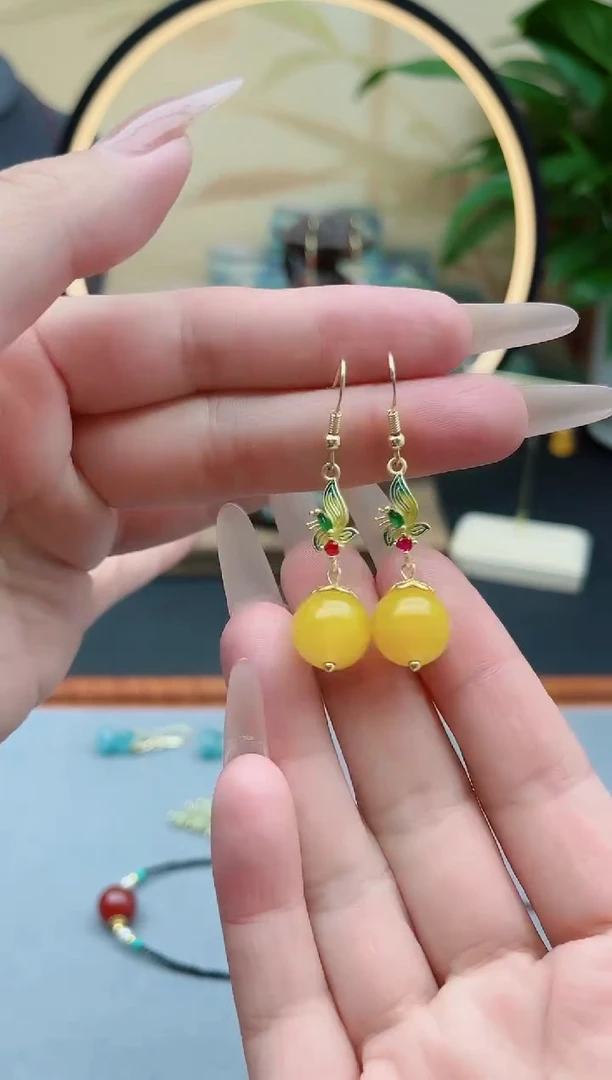 玛瑙/玉髓耳饰银S925镶嵌8852