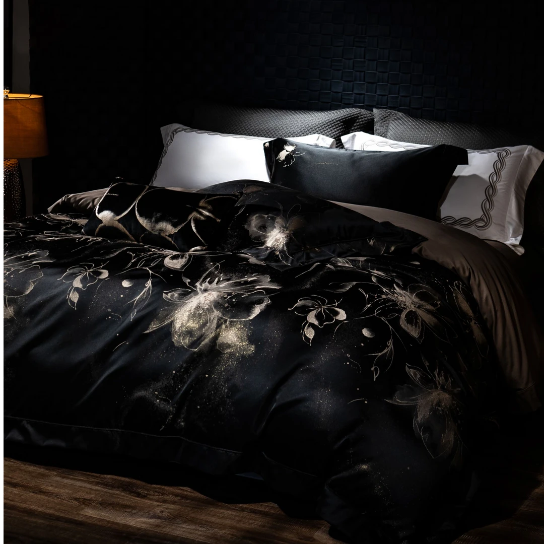 『鎏金梦影』意式轻奢复古风纯棉厚织锦金线定位色织四件套全棉床品