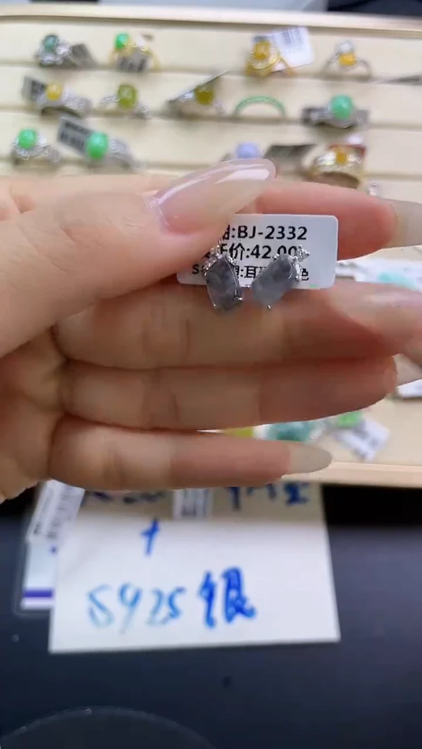 银S925镶嵌戒指翡翠翡翠 蛋面 银S925镶嵌