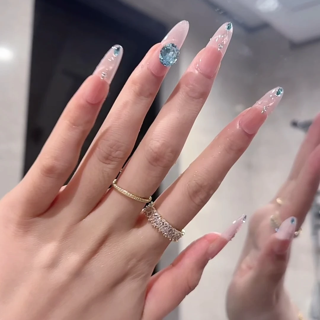 喜由SeeYou【星海】夏天爆闪穿戴甲猫眼显白轻奢纯手工美甲穿戴片