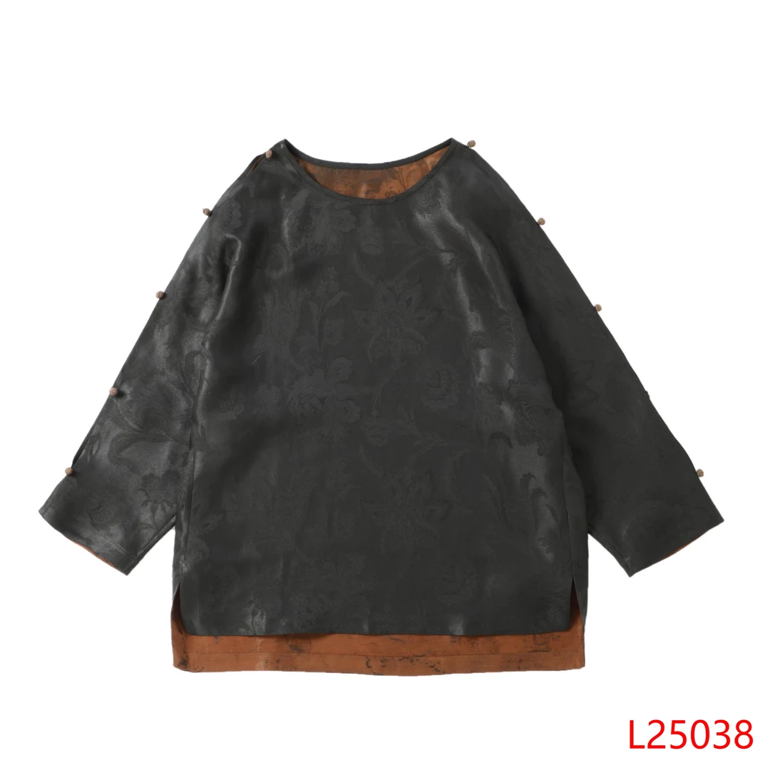 【小水专属】蝶恋花黑色老料上衣25038