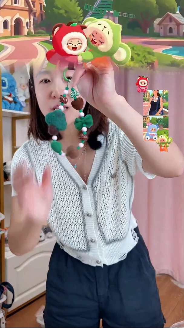毛绒羊毛毡蘑菇手机链