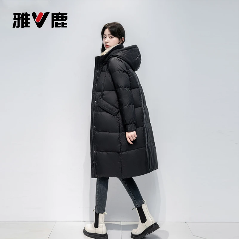 V/雅鹿雅鹿反季长款百搭休闲宽松防风保暖高品质羽绒服女款