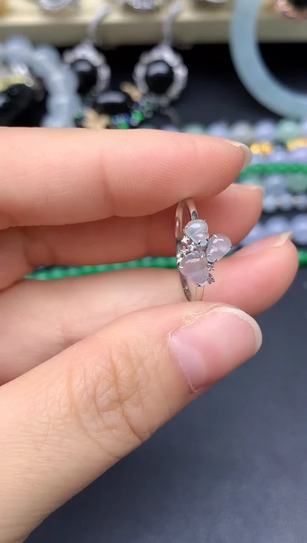 18K金镶嵌戒指翡翠245-雪姐翡翠天天见
