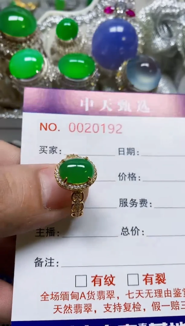 银S925镶嵌戒指翡翠/0192