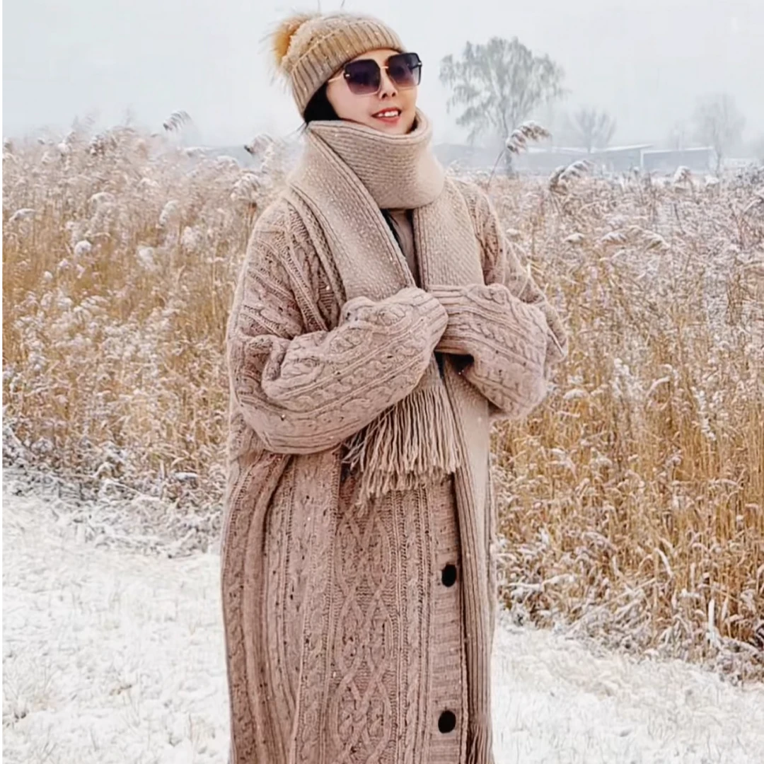 瑞姐家经典复古设计师款牦牛绒阔版大毛衣