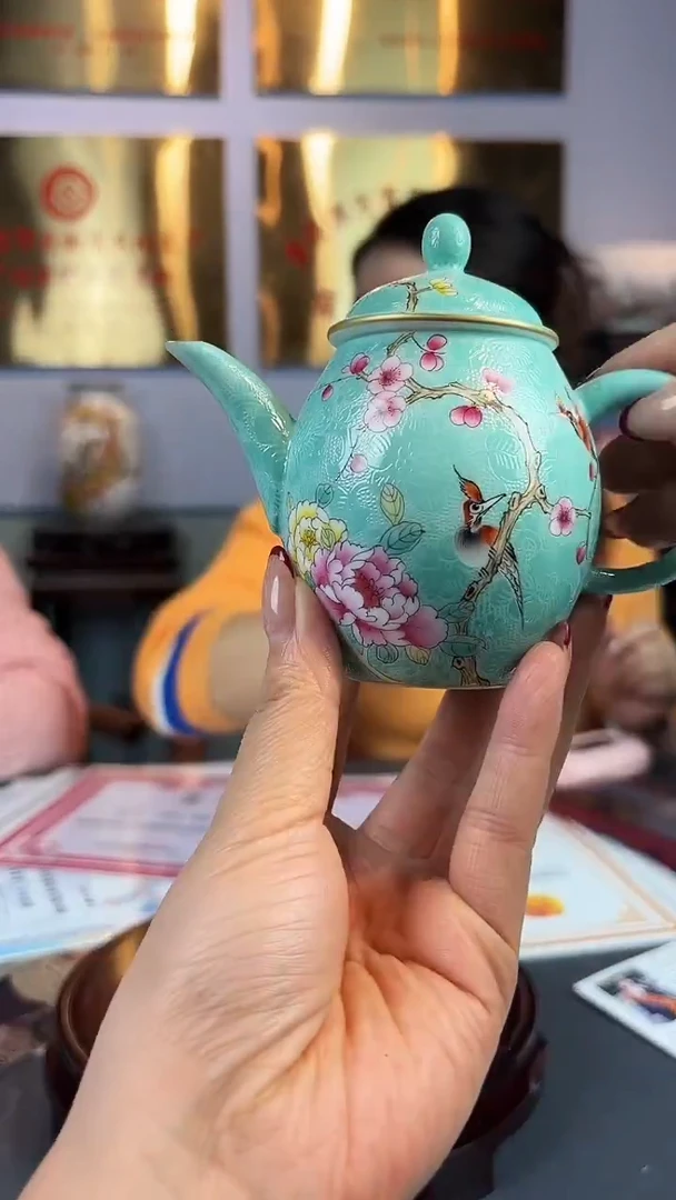 摆件瓷瓷博会—水点桃花胡晶79