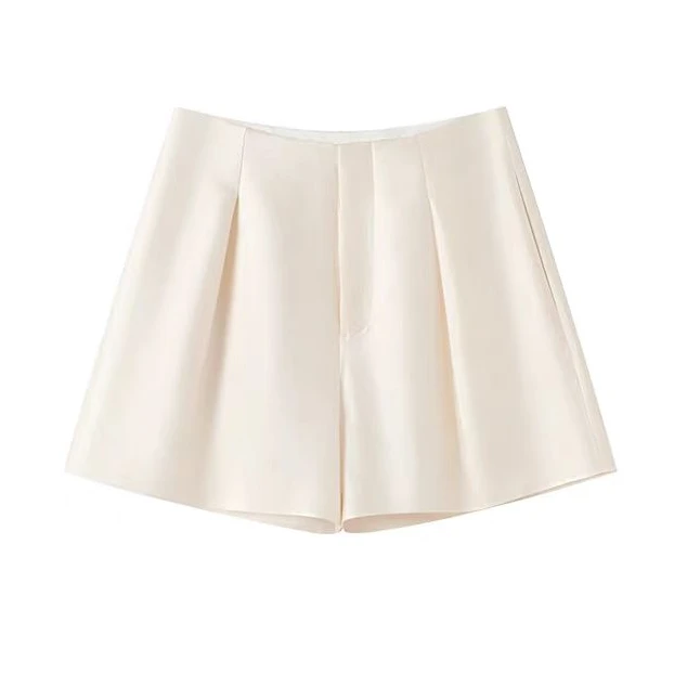 【白灼】双股羊毛&真丝奢级光感丝毛缎法式休闲短裤女夏