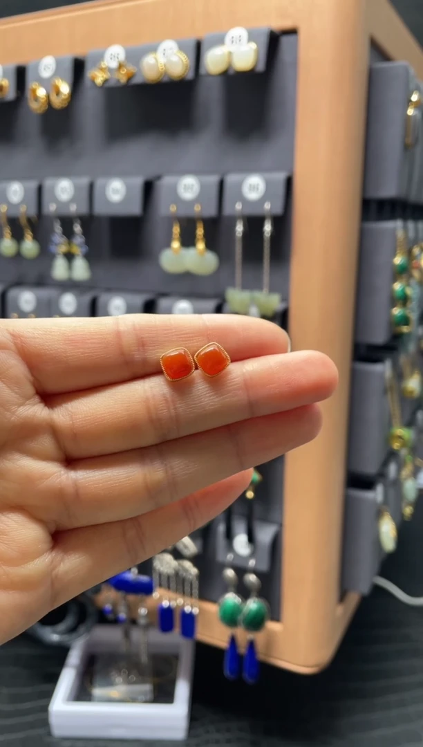 【闪购商品】南红玛瑙耳饰银S925镶嵌0049