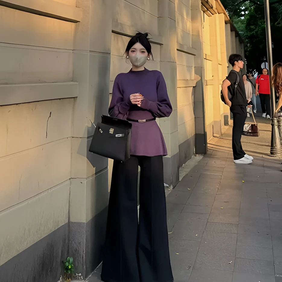 【暖冬新贵】秋冬收腰加厚毛衣新款半高领灯笼袖显瘦气质针织衫上衣