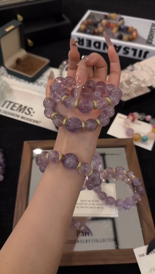 合金手链水晶紫兔毛x3647