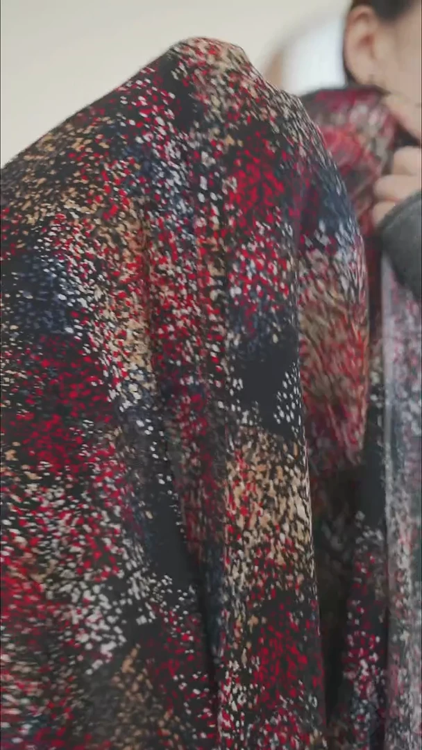 混纺2米植物纤维面料泼墨彩点印花连衣裙雪纺衫服装布料宽130CM