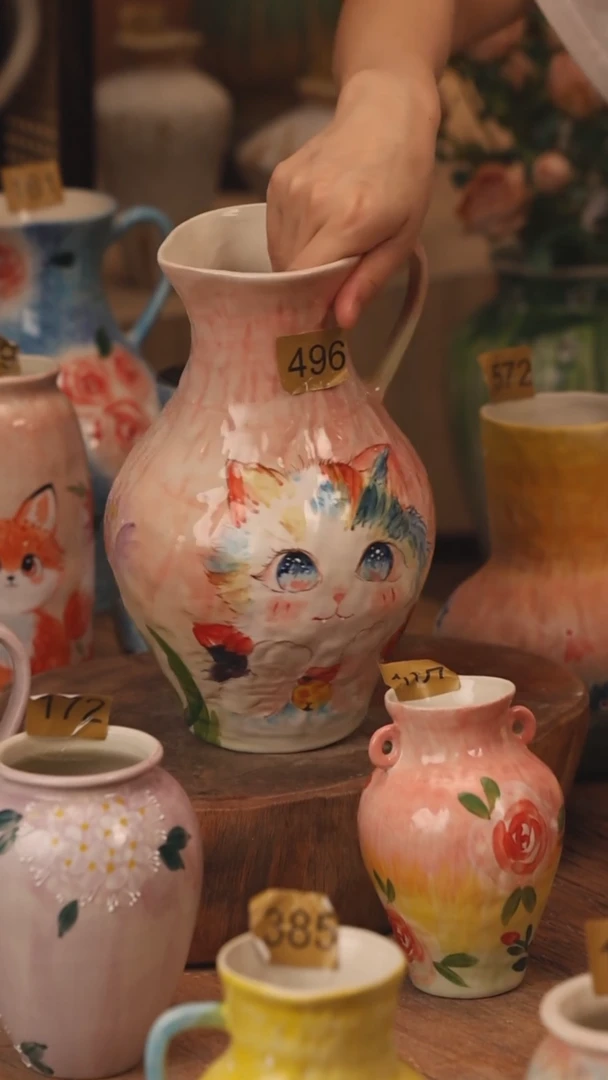 陶瓷496景德镇设计师手作花器摆件侘寂风